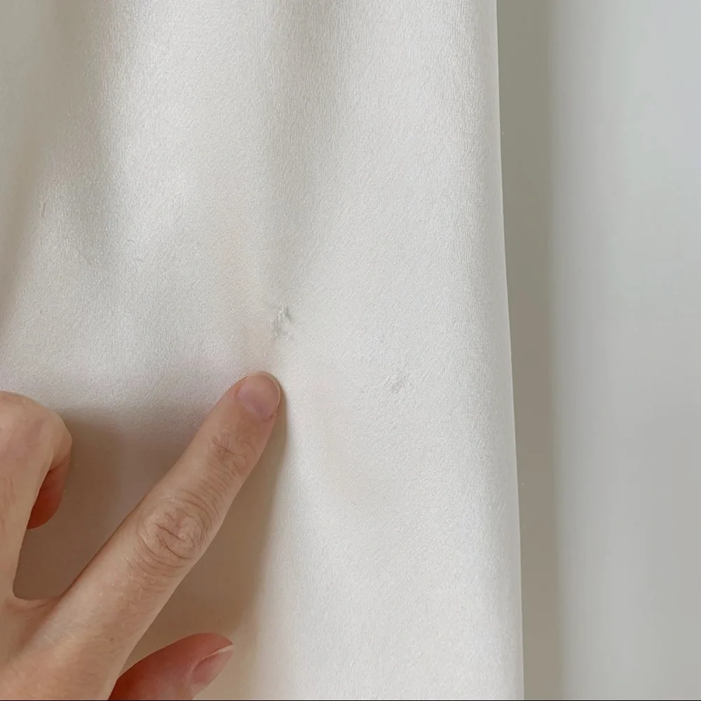 ‼️SOLD‼️ Vintage 100% silk white flowy satin column maxi dress minimal slip - Picture 9 of 9